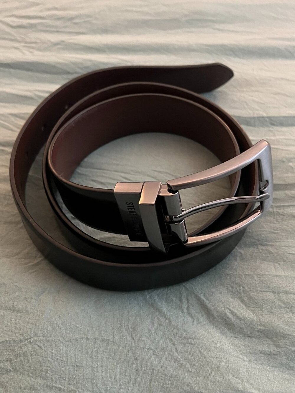 Steve Madden Reversible Belt Black Brown Gunmetal Buckle Men's Size 34/36 Casual